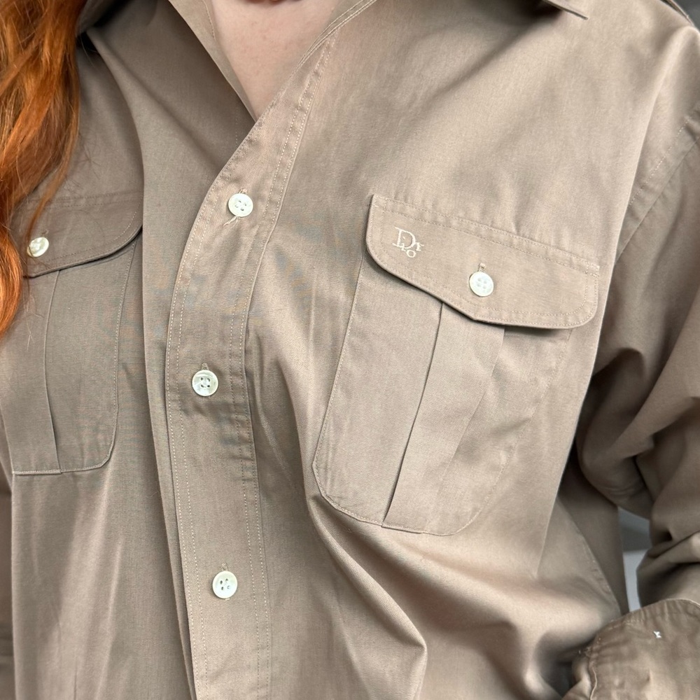 Vintage Dior Tan Button Down Shirt - unisex -size L - Picture 2 of 11